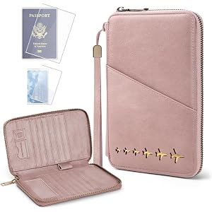 SIDESUGAR Family Passport Holder for 4 Travel RFID Blocking Passport Holder | With Clear Passport Cover, Anti-Theft, PU Mater