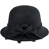 Classic Wool Cloche Hats for Women - 1920s Vintage Short Brim Church Hat Derby Bowler-Hat for Party