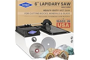Hi-Tech Diamond - 6" Lapidary Equipment - Lapidary Saw for Cutting Rocks, Glass Cutting, Trimming, Sawing Machine - Rock Cutting Saw, Stone Cutter - Includes TWO 6" Diamond Blades