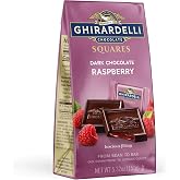 GHIRARDELLI Dark Chocolate Raspberry SQUARES, 5.32 oz Bag Premium Individually Wrapped Chocolate Candy Rich Dark Chocolate with Raspberry Filling