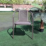 DKIEI 4 Pcs Outdoor Brown Wicker Rattan Bistro Chairs Metal Frame 72x56x54.5cm view 6
