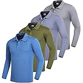Men's Golf Polo Shirts,1 Pack/4 Pack Long Sleeve Quick Dry Athletic Casual Performance Collar Shirts for Men