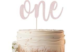 EONNCNT One Cake Topper - Rose Gold Glitter 1st Birthday Cake Decorating Supplies for Boys or Girls, First Birthday Cake Topper for Baby Shower 1st Birthday Party Supplies Photo Booth Props