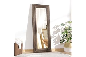 HOMCOM 59" x 23.5" Farmhouse Full Length Mirror, Wall Mount and Leaner Floor Mirror, Vertical and Horizontal for Bedroom, Dar