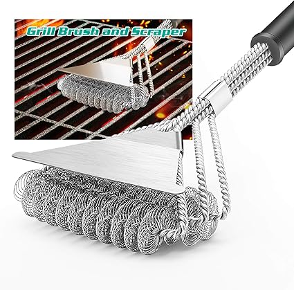 Amazon Co Jp スクレーパー付きグリルブラシ ステンレススチールクリーニングブラシ ステンレススチールワイヤー 毛なし プロ仕様 バーベキュークリーニングツール 錆び掃除 18インチハンドル アルファグリル用 グリルグレート用 ホーム キッチン