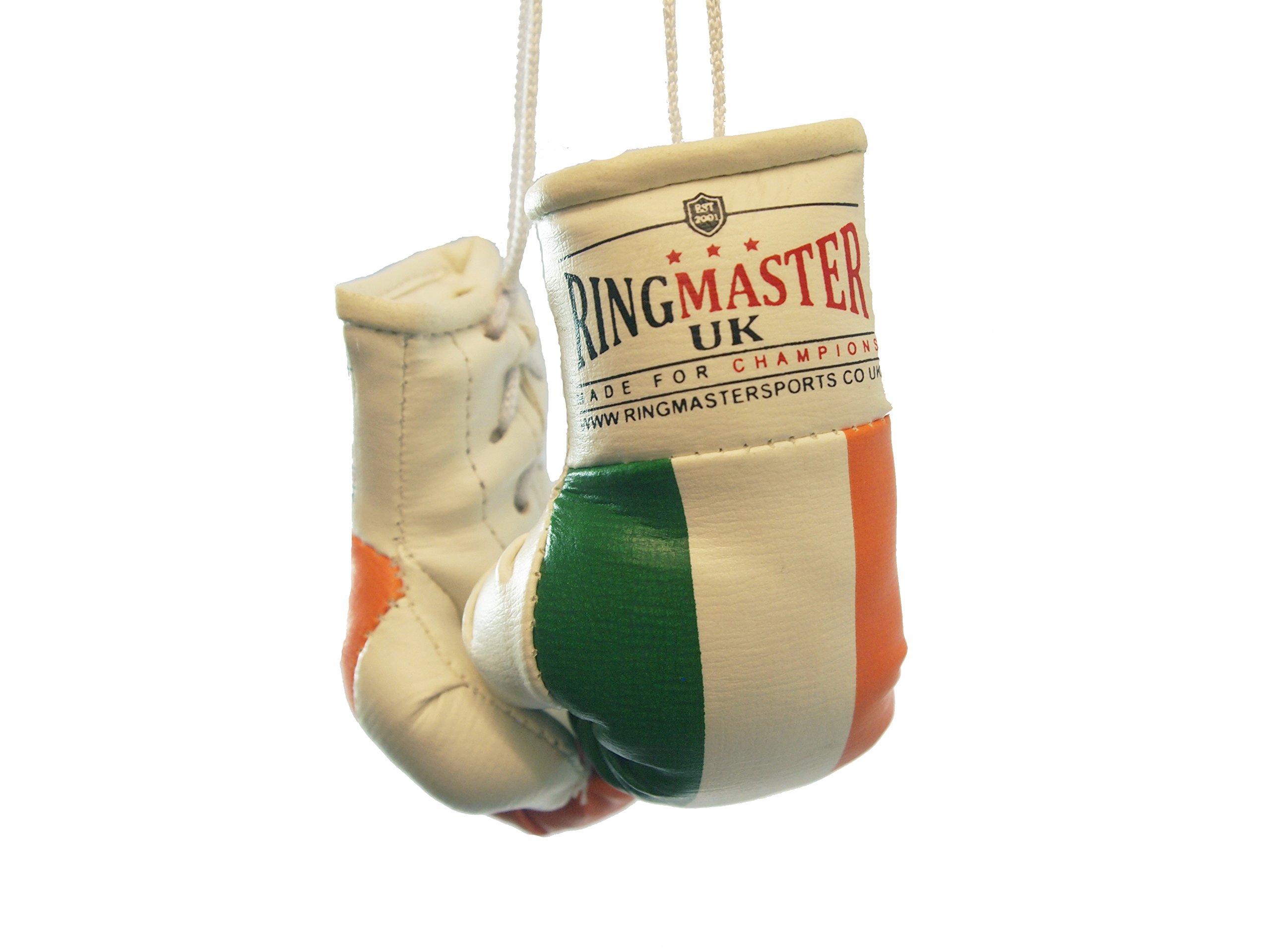 RingMasterUK Mini Boxing Gloves Car Hanger Van Rear Mirror Gift Flags (Ireland Flag)
