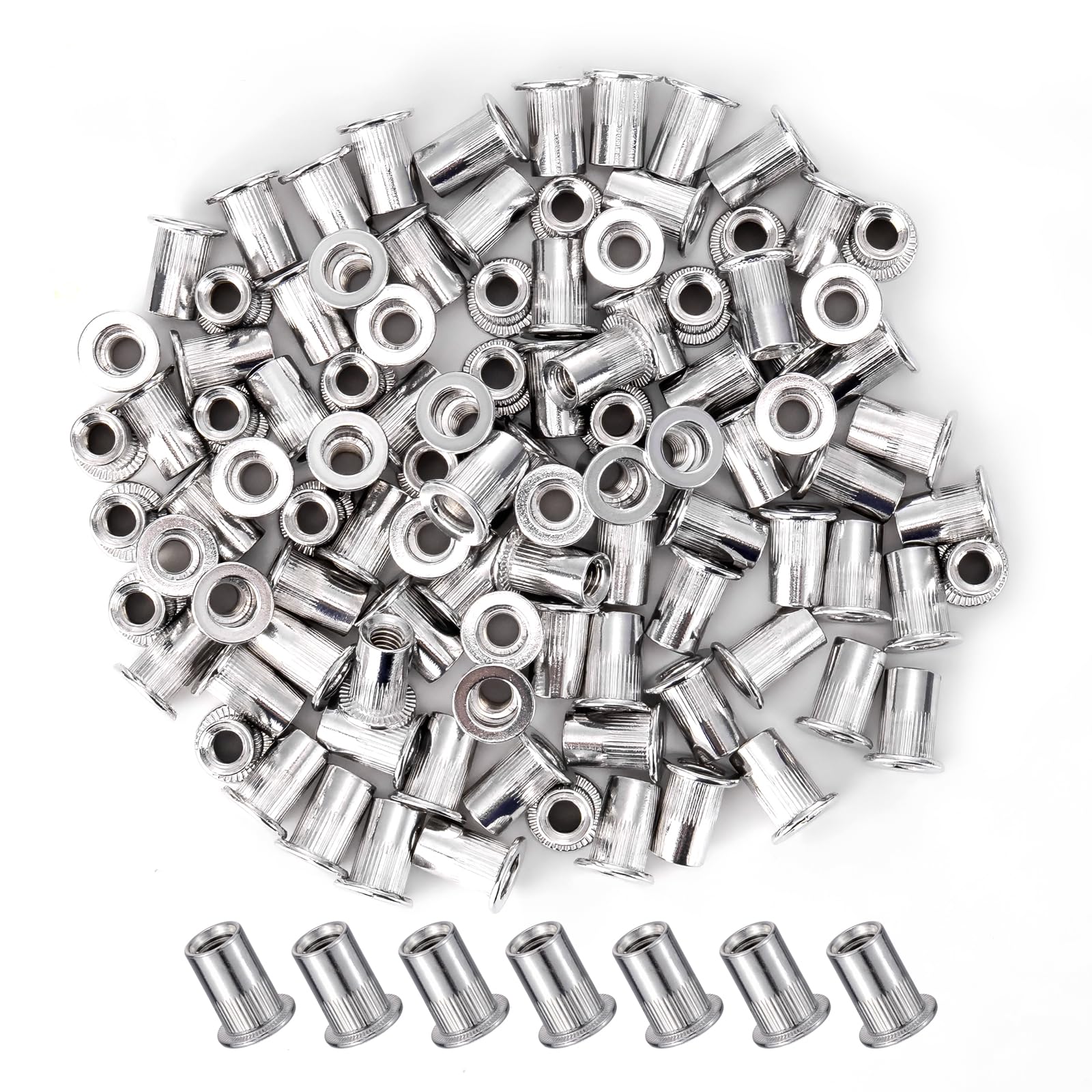 Pxyelec 100pcs M5 Flat Head Aluminum Rivet Nut Blind Insert Nut (5mm)