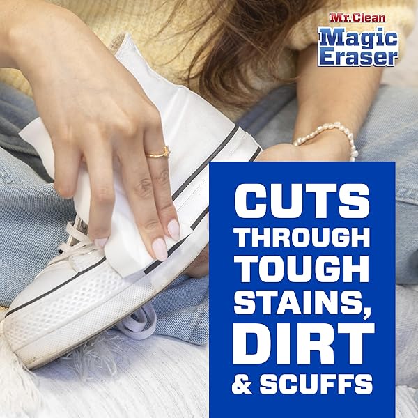 MR. CLEAN MAGIC ERASER EXTRA DURABLE, SHOE CLEANER, CLEANER PADS WITH DURAFOAM, 10 COUNT