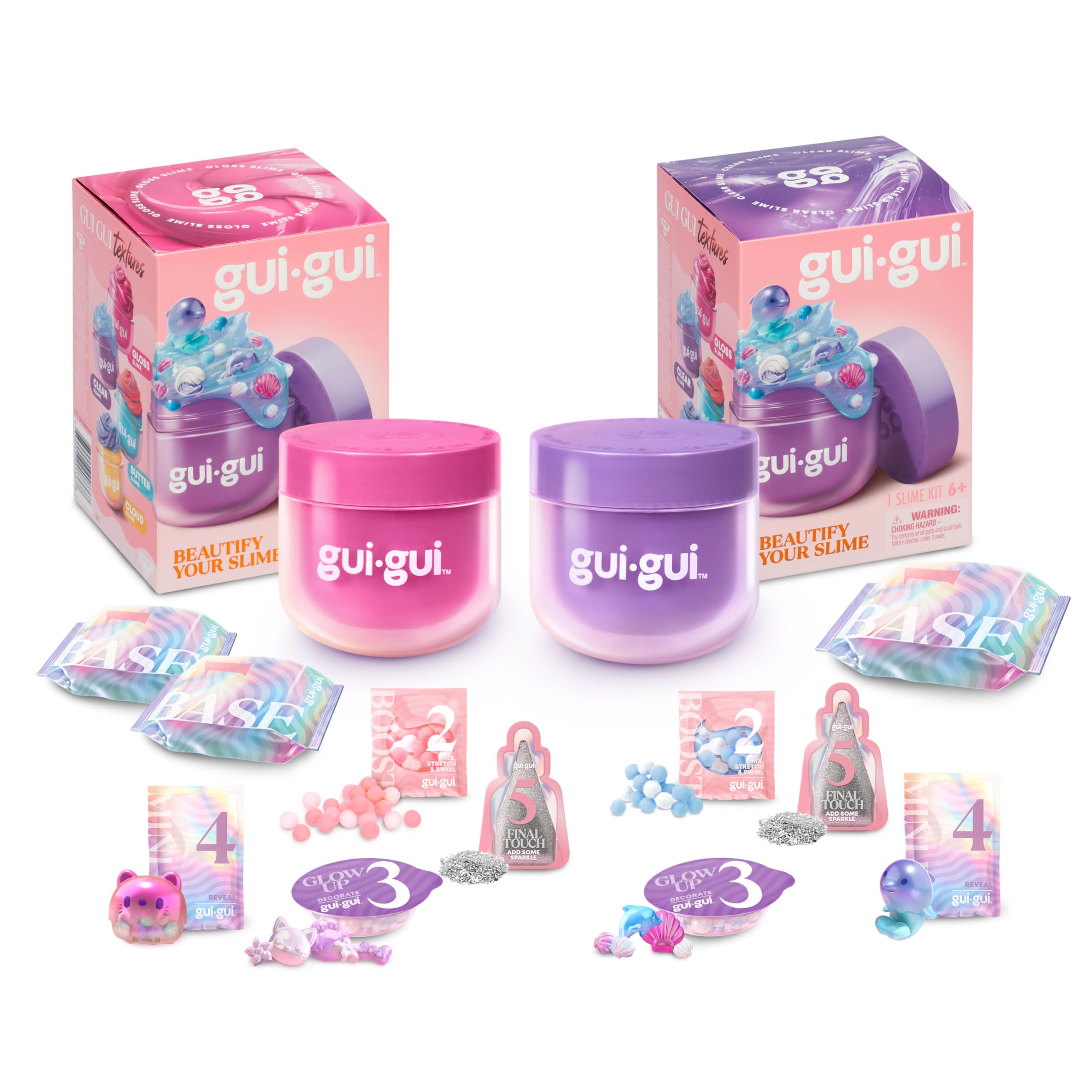 Photo 1 of Gui Gui Scented Slime 2-Pack Bundle, Clear & Gloss, 5 Step DIY Process to Customize Your Ultimate Slime Glow-Up, Resealable and Reusable Container, ASMR Experience