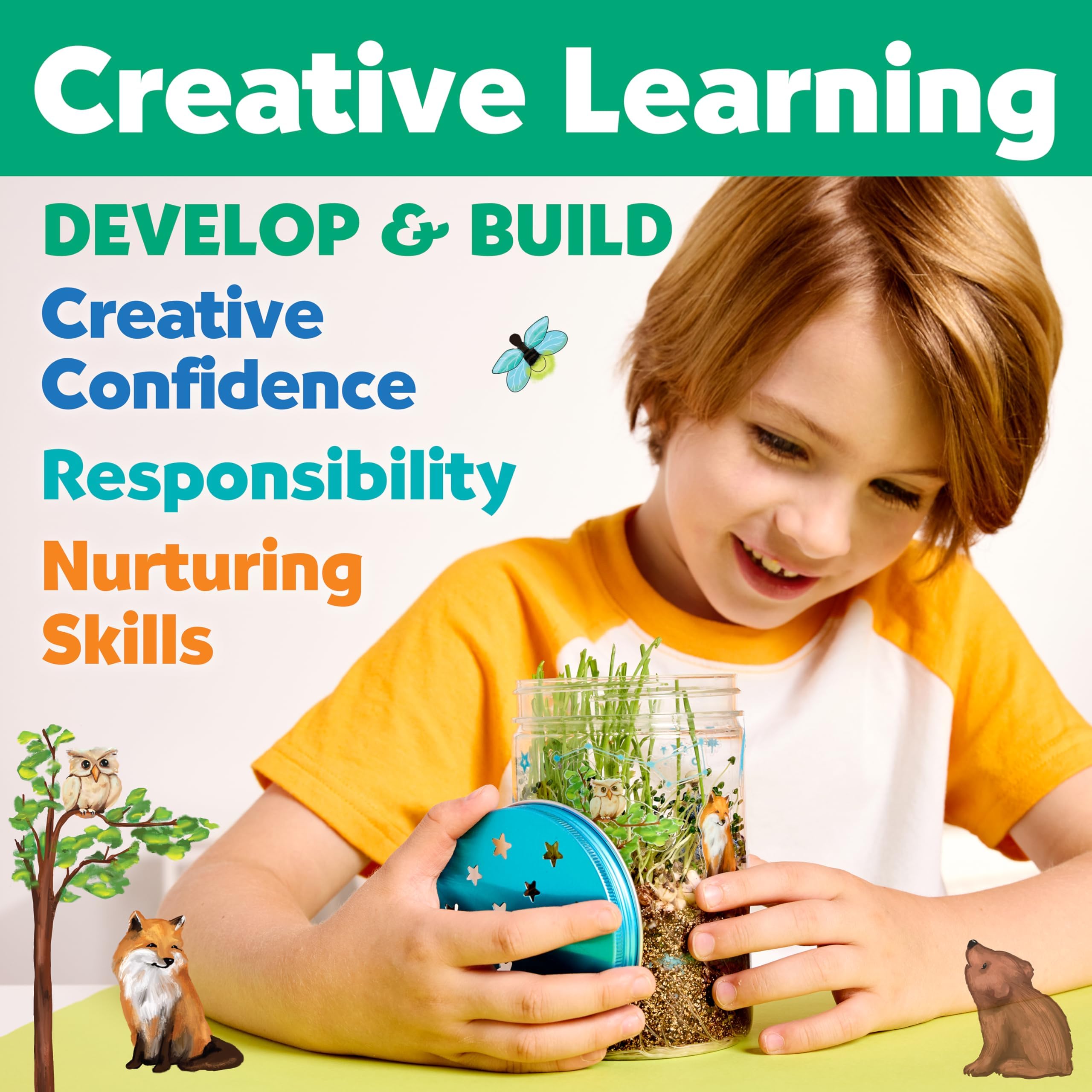 Creativity for Kids Grow 'N Glow Terrarium Kit - Educational Science Kits| Holiday Stocking Stuffers for Kids Gifts for Boys and Girls| Craft and STEM Projects (Ages 6+)