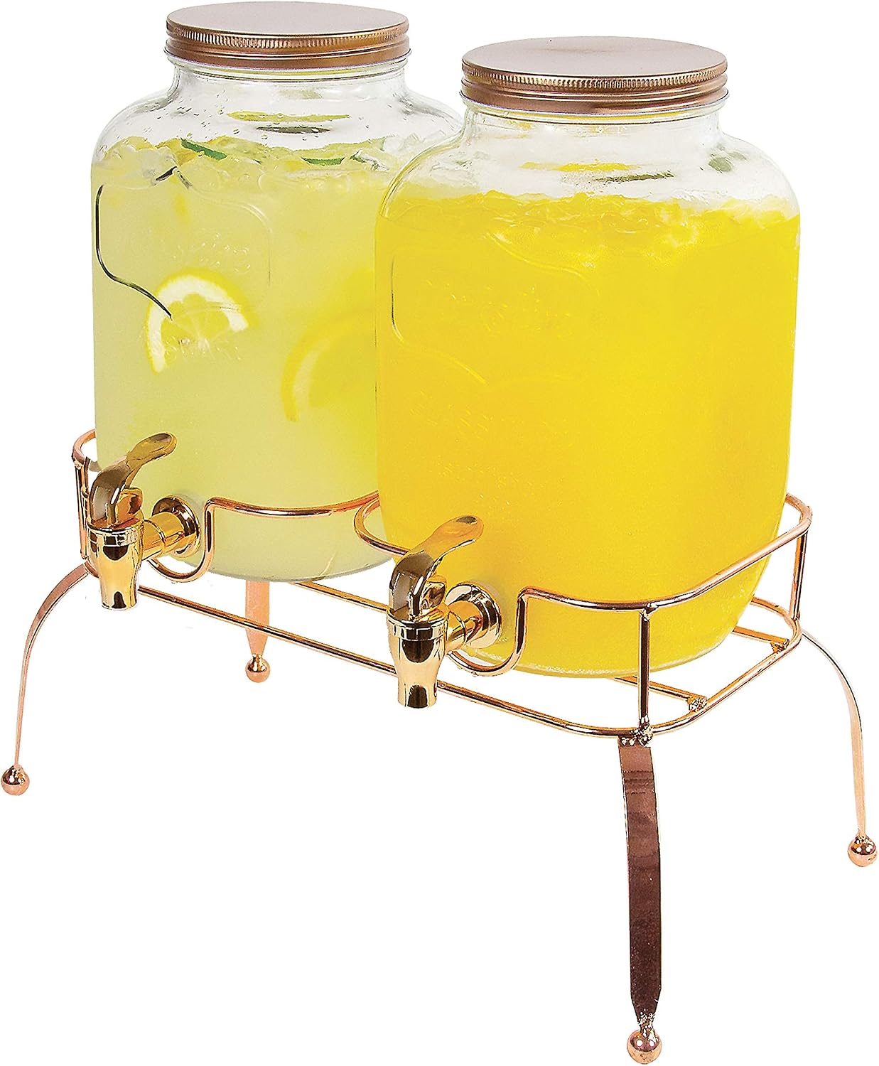 The Vintage Company 61082 Set of 2 Glass Drinks Dispensers with Stand| 4 Litre Capacity | Rose Gold Finishes | Weddings/Parties/BBQ’s, 4 liters, Clear - Image 5
