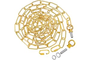 PATIKIL 10 Feet Lighting Chain for Hanging Lamp, Chandelier Chain Light Fixture Chain Load Capacity 65 lbs for Pendant Light, Ceiling Fan, Bright Gold