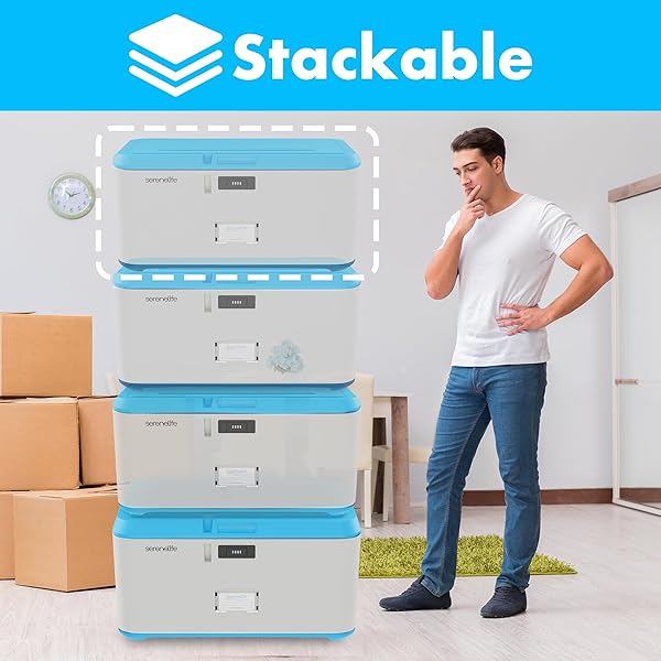 SERENELIFE LOCKABLE STORAGE BOX, 21 GALLON CAPACITY STORAGE TRUNK WITH COMBINATION LOCK, LOCKING CONTAINER BIN FOR ORGANIZATION