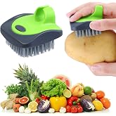 Aodaer Vegetable Brush Potato Scrubber Brush Silicone Hard and Soft Side Fruit Cleaning Tools for Delicate or Tough-Skinned Vegetables