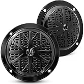 Pyle 4 Inch Dual Marine Speakers - Waterproof and Weather Resistant Outdoor Audio Stereo Sound System with Polypropylene Cone, Cloth Surround and Low Profile Design - 1 Pair - PLMR41B (Black)