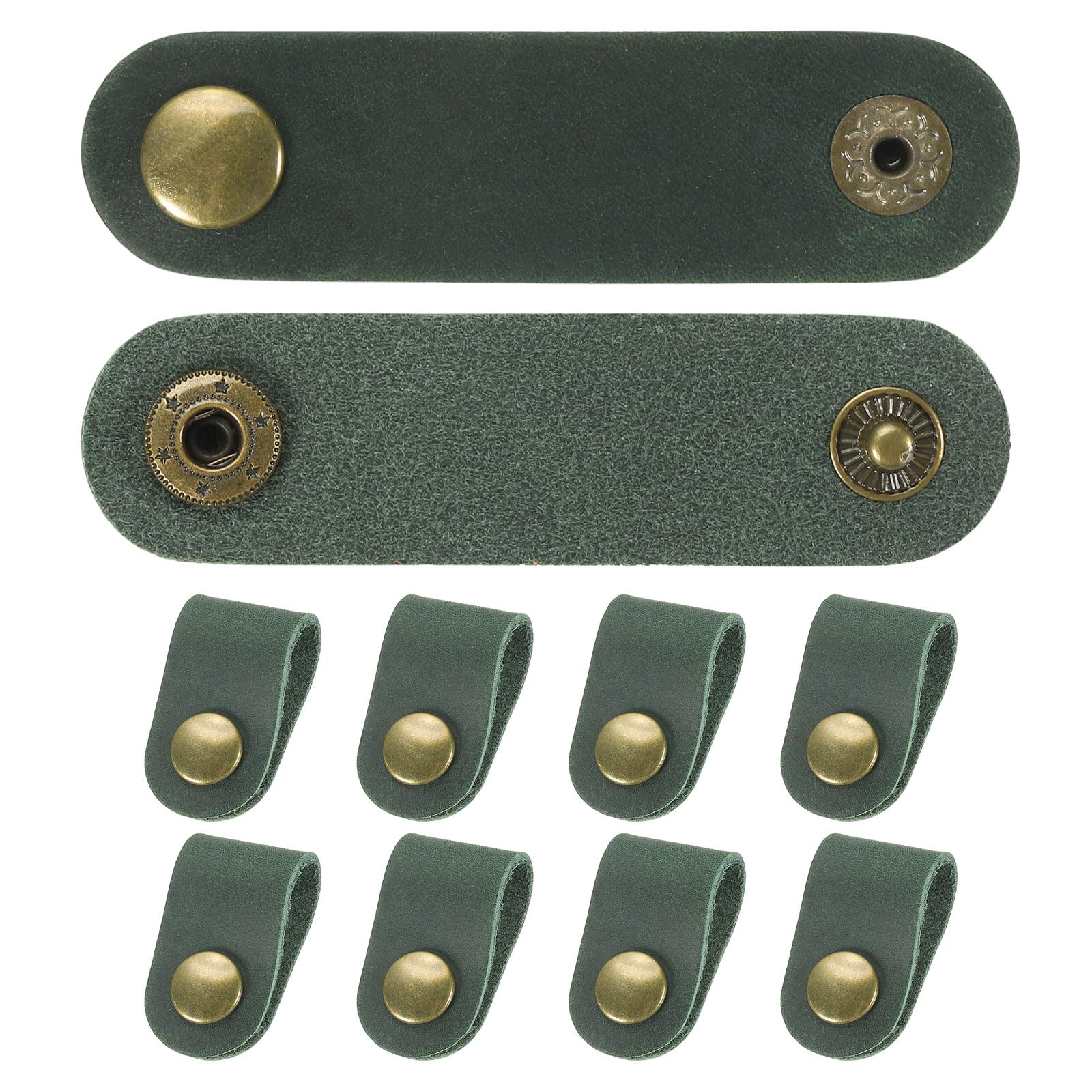 PATIKIL Leather Cord Organizer Cable Straps, 10Pcs 8x2cm Portable Cable Leather Clips USB Holder Earphone Cord Management for Cable, Wire, Green