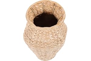Milisten Woven Wicker Flower Vase with Internal Wire Frame, Natural Dried Material, Simple Artificial