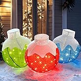 Dazzle Bright Christmas Ball Decorations, 3 Pcs Pre-Lit 270 LED Pop-Up Christmas Ball Set with Base, 8 Modes Lighted Collapsible Balls for Indoor Outdoor Garden Yard Party Xmas Decor