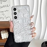 XIZYO for Samsung Galaxy S25 Case, Floral Flower Cute Rose Aesthetic Pattern Clear Case for Women Girls Slim TPU Bumper Shockproof Protective Cover for S25, Transparent White