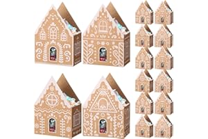 Engrowtic 20 Pcs Christmas Gingerbread House Treat Boxes Small Christmas Gingerbread Candy Gift House Bags for Xmas Holiday Party Treat Cookie Goodie Snack Gift Packaging