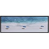 Amazon Brand – Stone & Beam Modern Blue Umbrellas on Sand Print Wall Art in Black Wood Frame, 32" x 12"