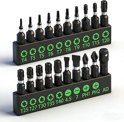 Swanlake Garden Tools 20-Piece Torx Bit Set T4-T40 S2 Steel 1/4" Hex