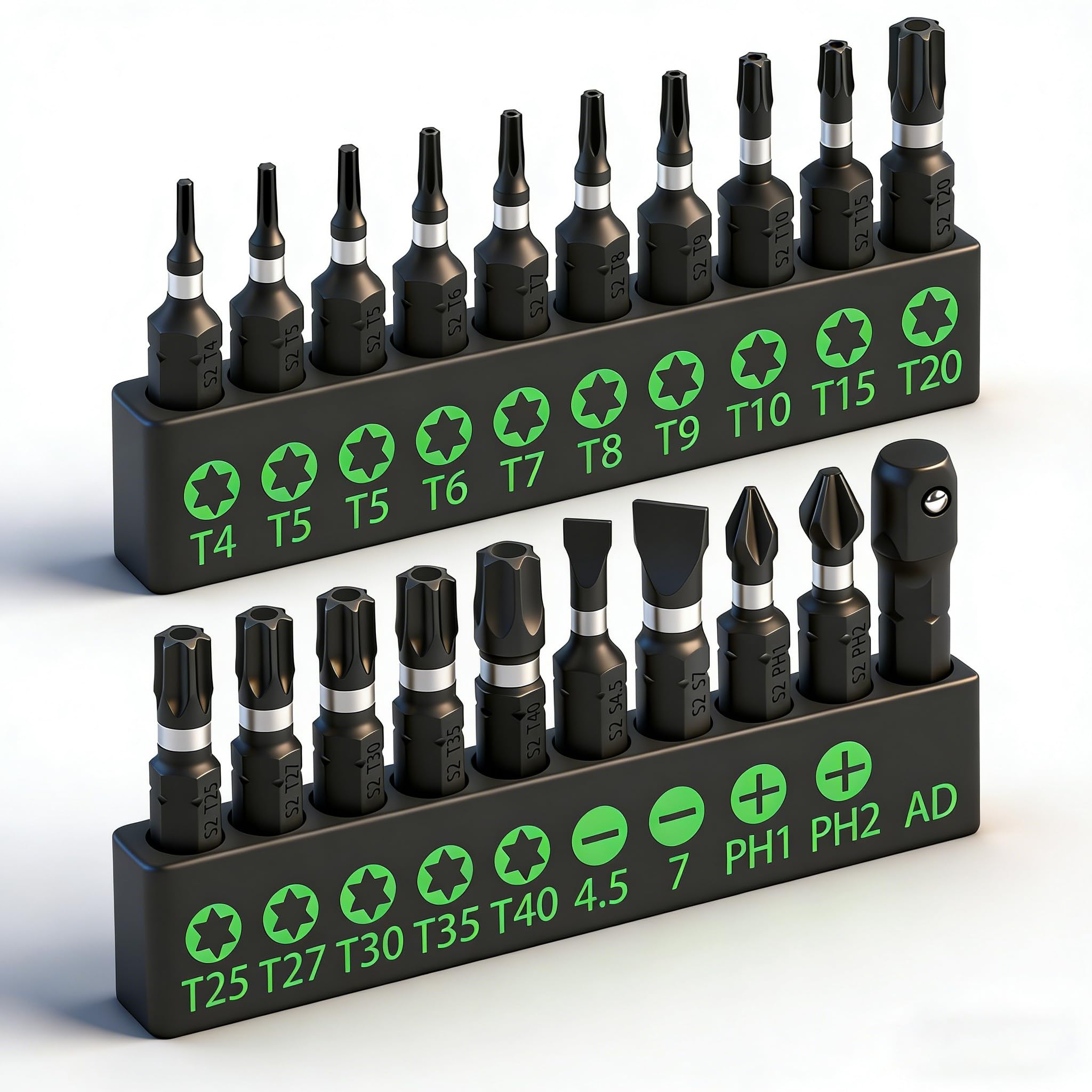 20-Piece Torx Screwdriver Bit Set, T4-T40 Security Torx Bit Set, Tamper Resistant Star Bits, 1/4-inch Hex Shank, S2 Alloy Steel Bits with Storage Holder