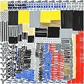 Habow 882pcs Technic Parts Axle-Pin-Connector Compatible With Lego-Technic, Bush Chain Link Tooth Rubber Band Etc. MOC Replac