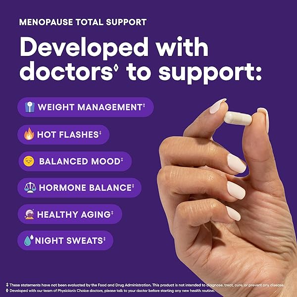 PHYSICIAN’S CHOICE MENOPAUSE PROBIOTIC SUPPLEMENT FOR WOMEN – SUPPORTS HORMONE BALANCE, HOT FLASHES, NIGHT SWEATS, WEIGHT MANAGEMENT, BLOATING & GUT HEALTH – WITH BLACK COHOSH, RESVERATROL+ – 30CT