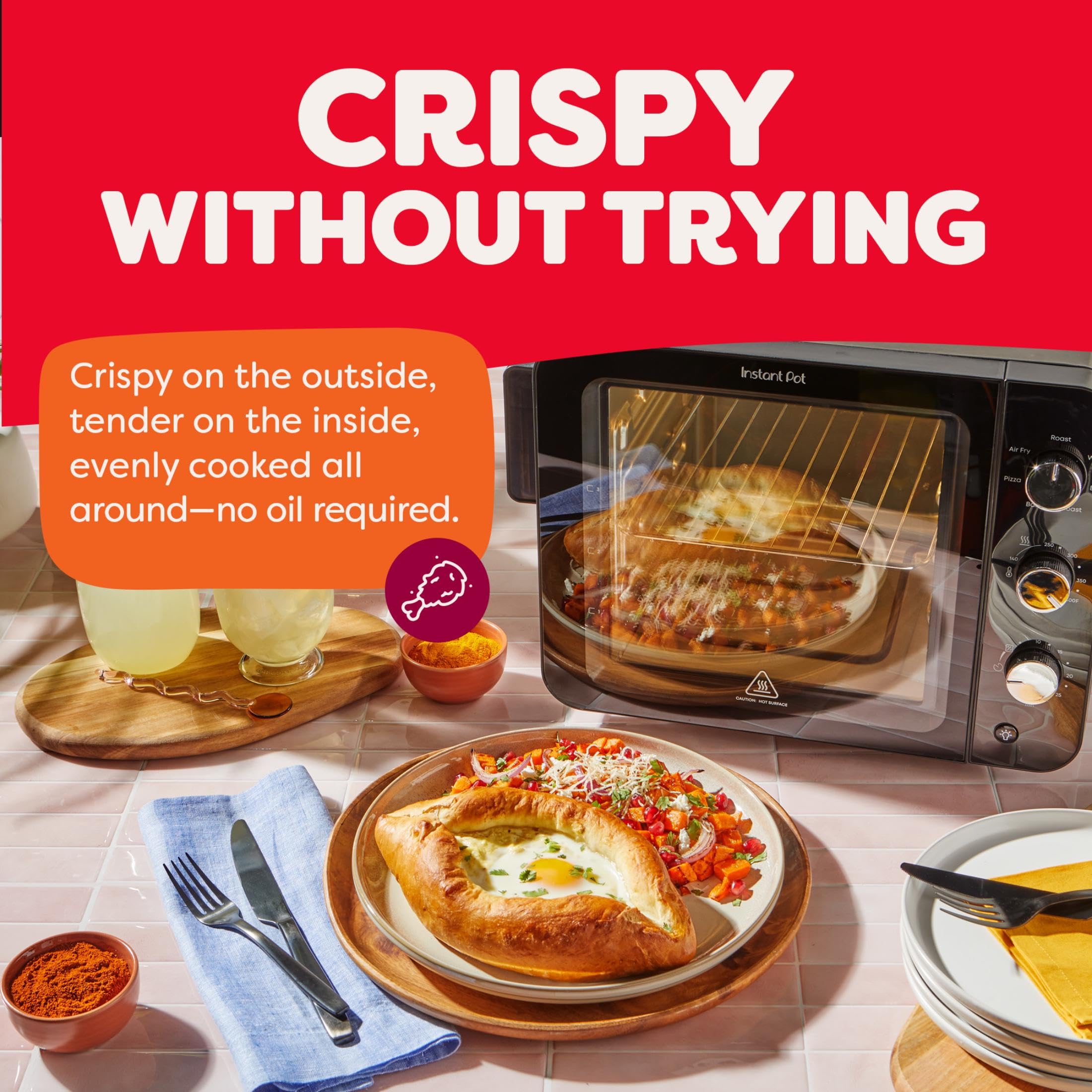 Instant Pot 4-Slice InstantHeat 7-in-1 Air Fryer Toaster Oven, Air Fry, Bake, Toast, Roast, Broil, Warm, and Make Pizza