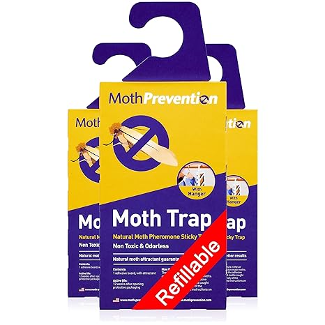 Powerful Moth Traps For Clothes Moths 3 Pack Refillable Odor Free Natural From Mothprevention Best Catch Rate For Clothes Moth And Carpet - 