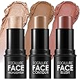 FOCALLURE 3 Pcs Cream Contour Sticks,Shades with Highlighter & Bronzer & Blush,Non-greasy Long-wear Face Contouring Pen,Easy to Sculpt the Face and Create a Lightweight Finishing Makeup,MEDIUM