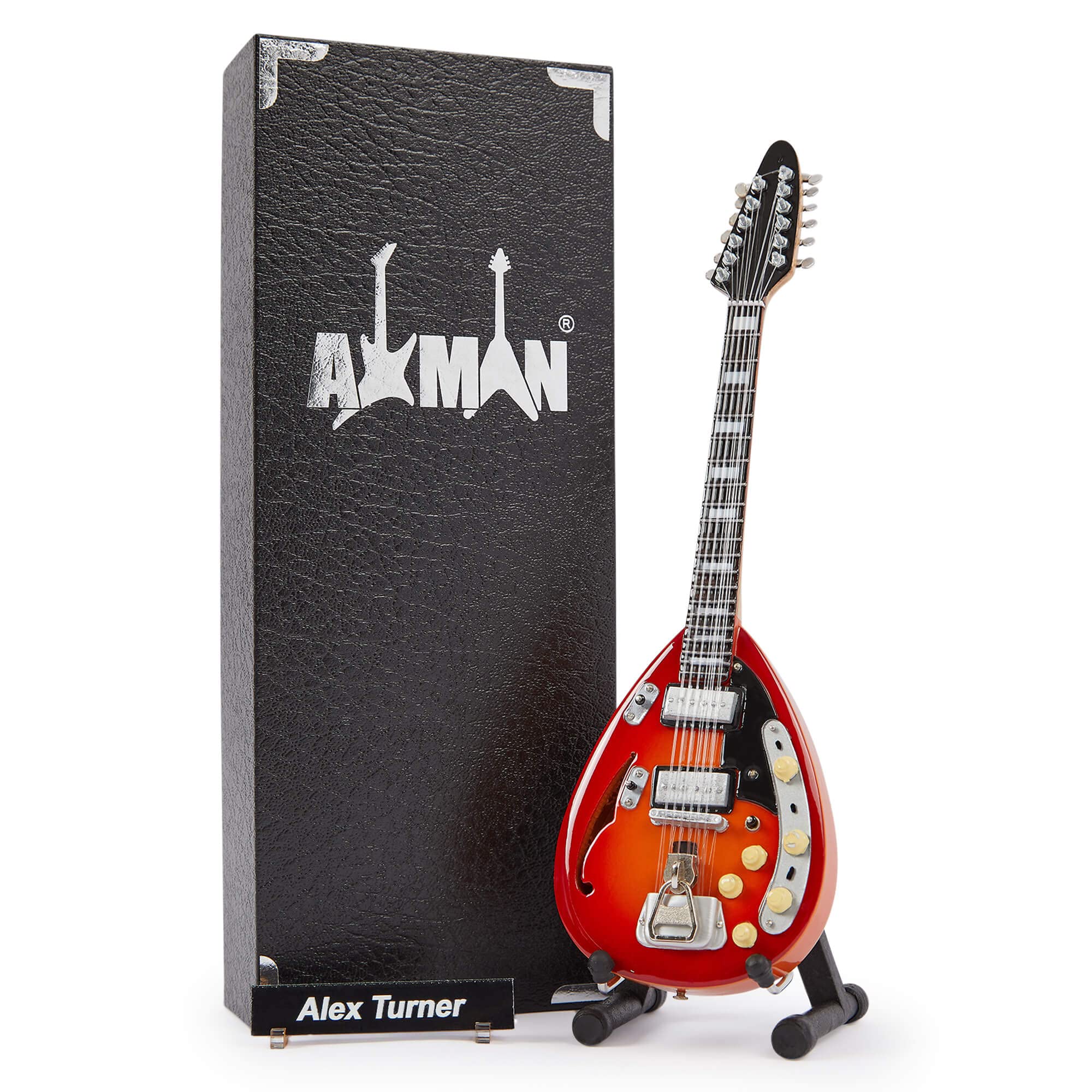 Axman Alex Turner Miniature Guitar Replica - Music Gifts - Handmade Ornamental 1/4 Scale - Includes a Display Box, Name Tag and Miniature Guitar Stand