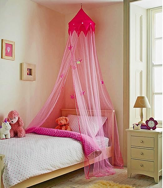Amazon De 1click Prinzessin Betthimmel Pink Baldachin Schlafzimmer Aufhangen Bett