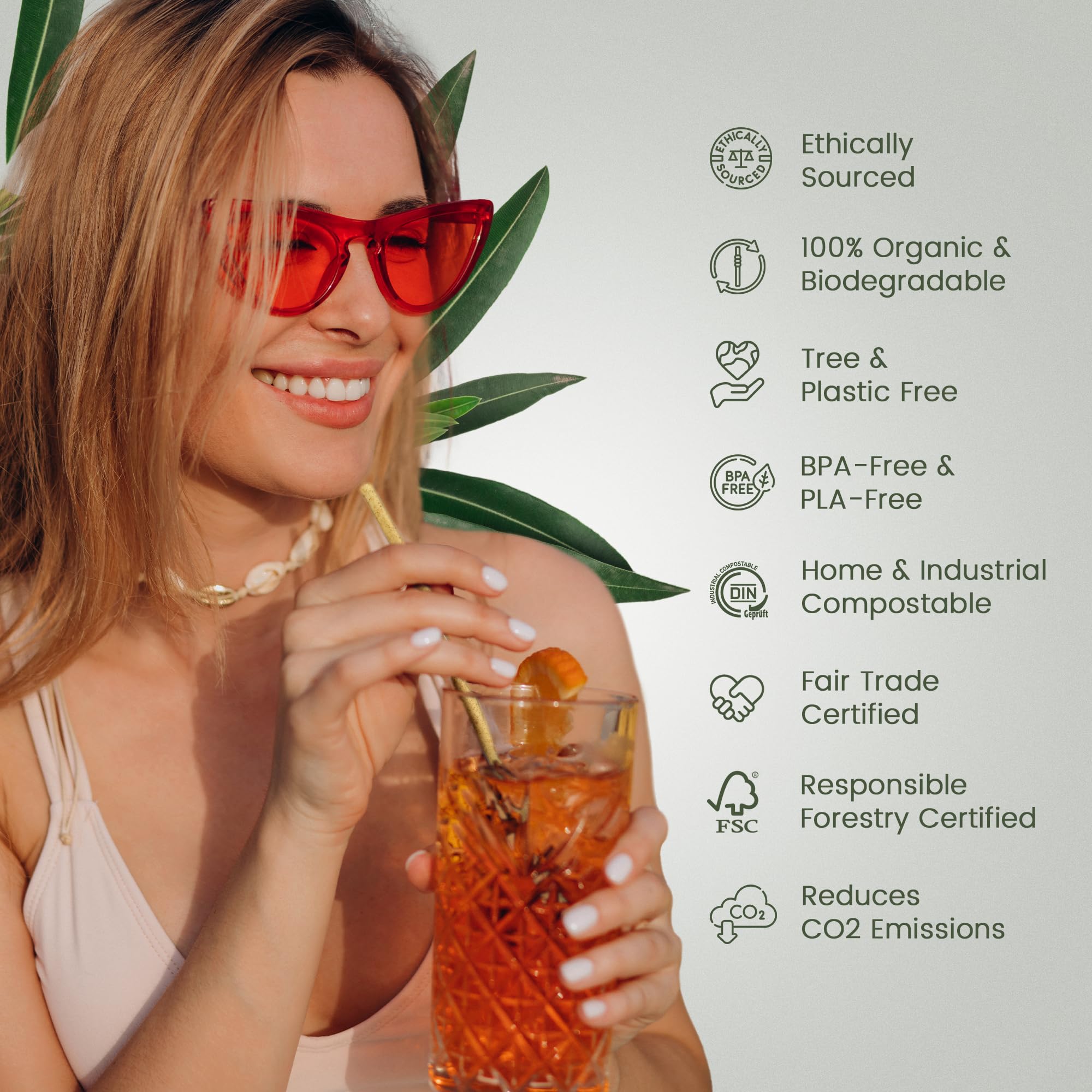 EcoPreps Biodegradable Sugarcane Straws | 150 Count, 100% Compostable, Plastic-Free, & Eco-Friendly Drinking Straw | 7.8'' Sugar Fiber Disposable Straws, Smoothie Straw for Home, Restaurant, Parties - Image 2