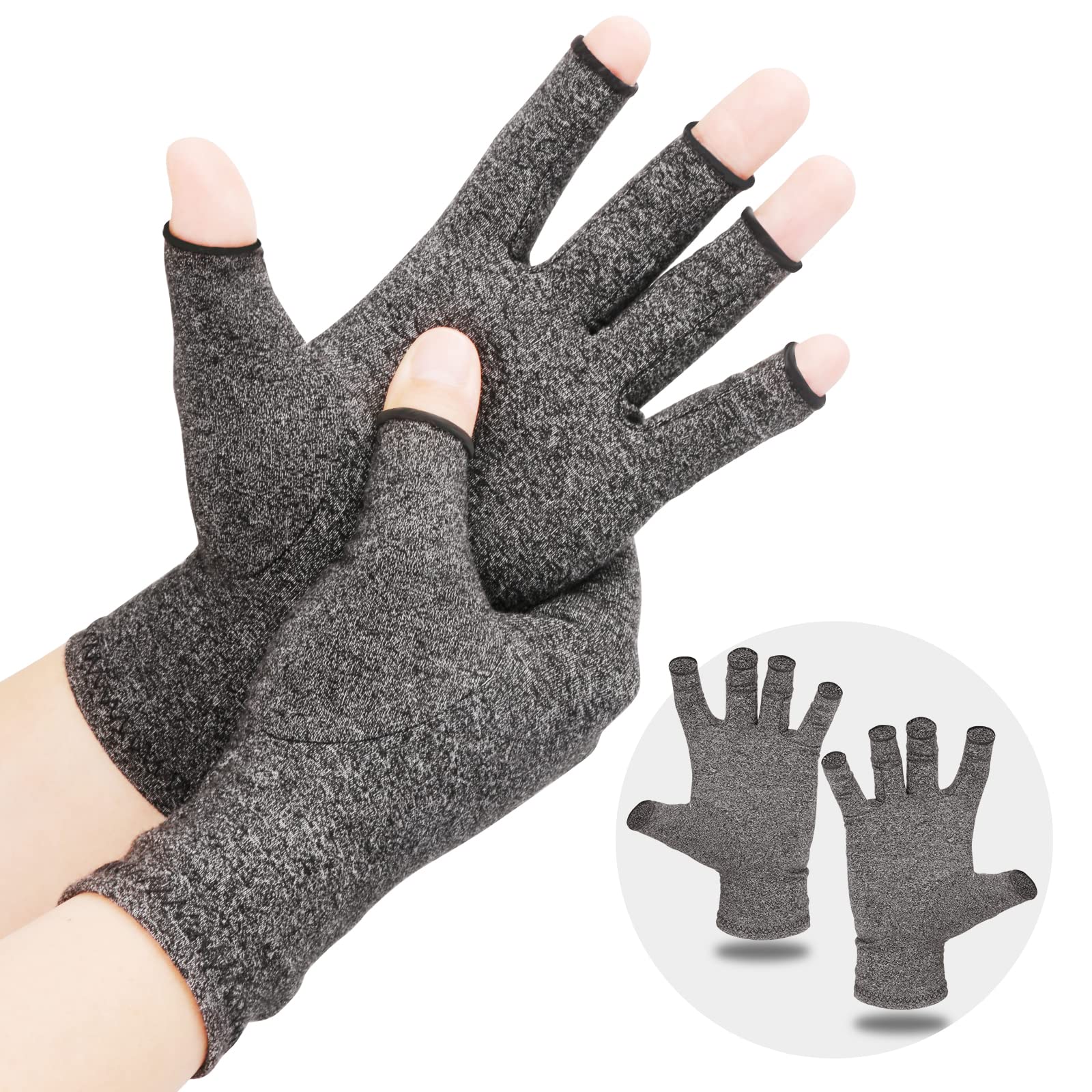 LetsLife Arthritis Compression Gloves for Women and Men, Comfy Fit, Fingerless Design, Breathable Moisture Wicking Fabric, Carpal Tunnel, Rheumatoid, Tendonitis, Pain Relief and Joint Support