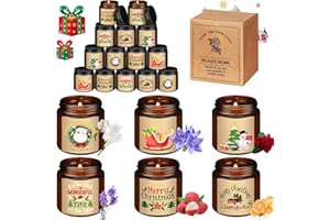 MTLEE 24 Pack Christmas Scented Candles Bulk 7 oz Jar Candles Aromatherapy Long Lasting Candles for Gifts Holiday Meditation Relaxing Spa Home Yoga, 6 Fragrance (Stylish,Fresh Scent)