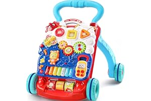 YOLAY Baby Push Walker for Baby Boy and Girl 6-12 Months, Baby Walker with Wheels Safety Knob & Weight Balancing Water Tank, Sit to Stand Detachable Early Learning Activity Center for Kids - Blue