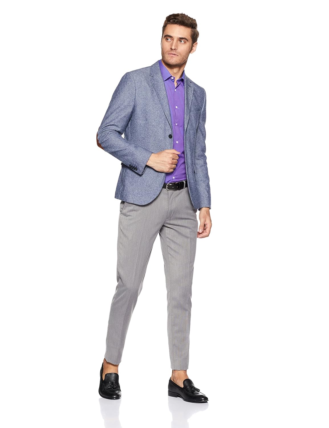 peter england men's solid slim fit formal shirt