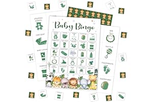 MUEDDUR Baby Shower Bingo Card, Jungle Safari Bingo Set For Adults Large Group Family, Gender Neutral Baby Shower Game, Wild Animals Bingo Kit For Gender Reveal Party, Holiday Games For 24 Players -11