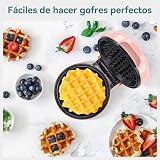 SNAILAR Mini Waffle Maker 550W Pink | Nonstick, Cool Touch, Ready Light view 5