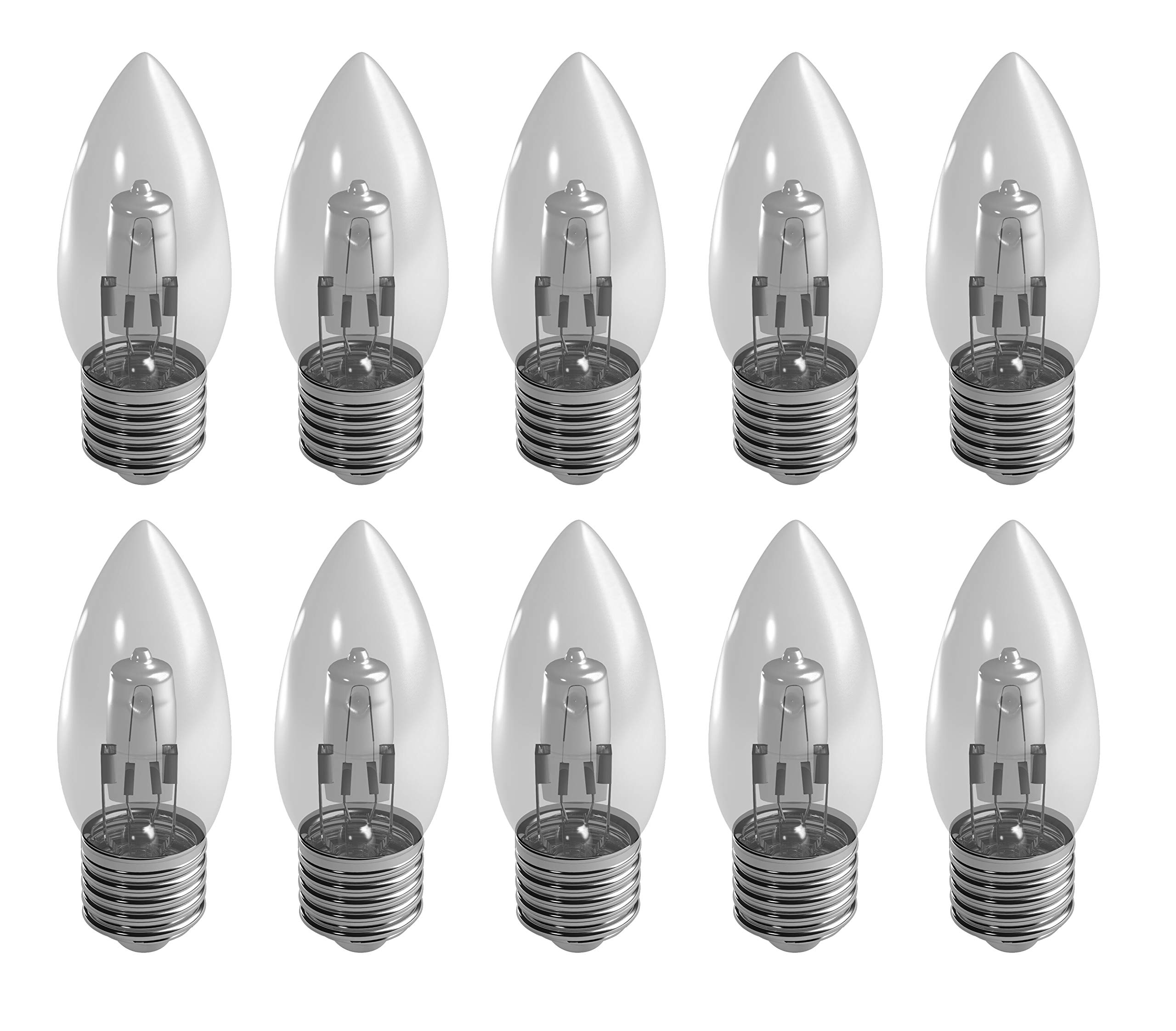 Duracell E27 28W Candle Eco Halogen Dimmable ES Edison Screw Cap Light Bulb, Equivalent to 36W, 370 Lumens (10 Bulbs)