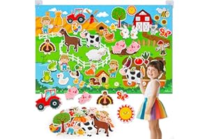 PEACURH Farm Animals Felt Story Board Set, 3.5Ft 38Pcs Interactive Storytelling Busy Board Toys for 2 Year Old Boy Girl, Animal Farm Barnyard Preschool Learning Activities Toddler Toys for Ages 2-4 Gifts
