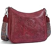 VIMUTI Crossbody Bags for Women,Vegan Leather Crossbody Purse with Adjustable Strap Embossed Flower Women's Shoulder Handbags | Medium, Trendy, Multi Pocket, Hobo Purse, Wide Guitar Strap, Lightweight