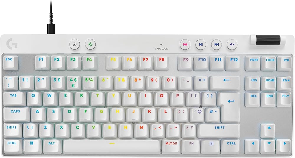 Logitech G PRO X TKL RAPID Wired Gaming Keyboard UK QWERTY White