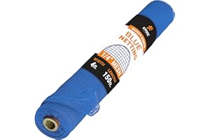 Xpose Safety Construction Safety Debris Netting - 150 Ft Temporary Material Roll, 1/4" Mesh Scaffold Net Enclosure, Visibility Barrier, Fencing Roll, Heavy Duty Fire Retardant 4 ft x 150 ft, Blue