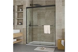44-48 Inch W x 72 Inch H Shower Doors Glass Sliding, 6mm Brushed Aluminum Frame, Double Sliding Tempered Glass Door with Coat