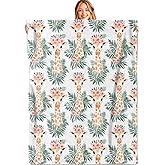 MIEPOS Cute Giraffe Throw Blanket,50x60in,Soft,Lightweight Flannel, Adorable Giraffes with Floral Crown Blankets - Gifts for Kids Women,for Couch Office Travel,Home Living Room Whimsical Decor