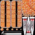 TINKRSTUFF Resin Jelly Rhinestones for Crafting with B7000 Jewelry Glue, 2 Boxes Orange AB Flatback Crystals with 3Pcs 10ml Glue, Bedazzling Non Hotfix Gems for DIY Tumblers Clothing Shoes Manicure