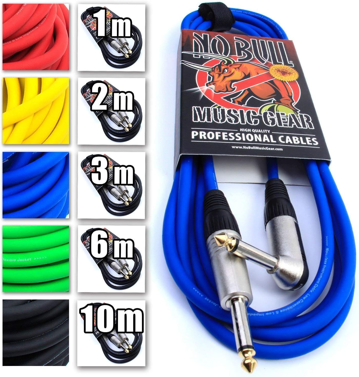 Premium Guitar/Instrument Cable (Blue, 10ft / 3m, Straight to Right